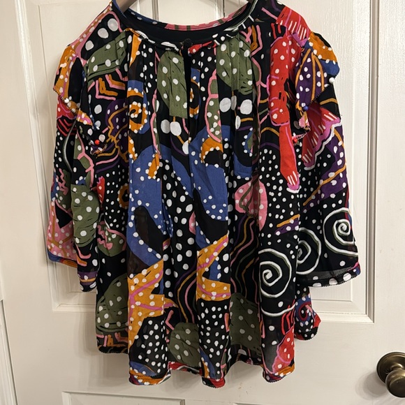 Farm Rio Pleated Sea Animals Black Blouse size Small - Picture 4 of 12